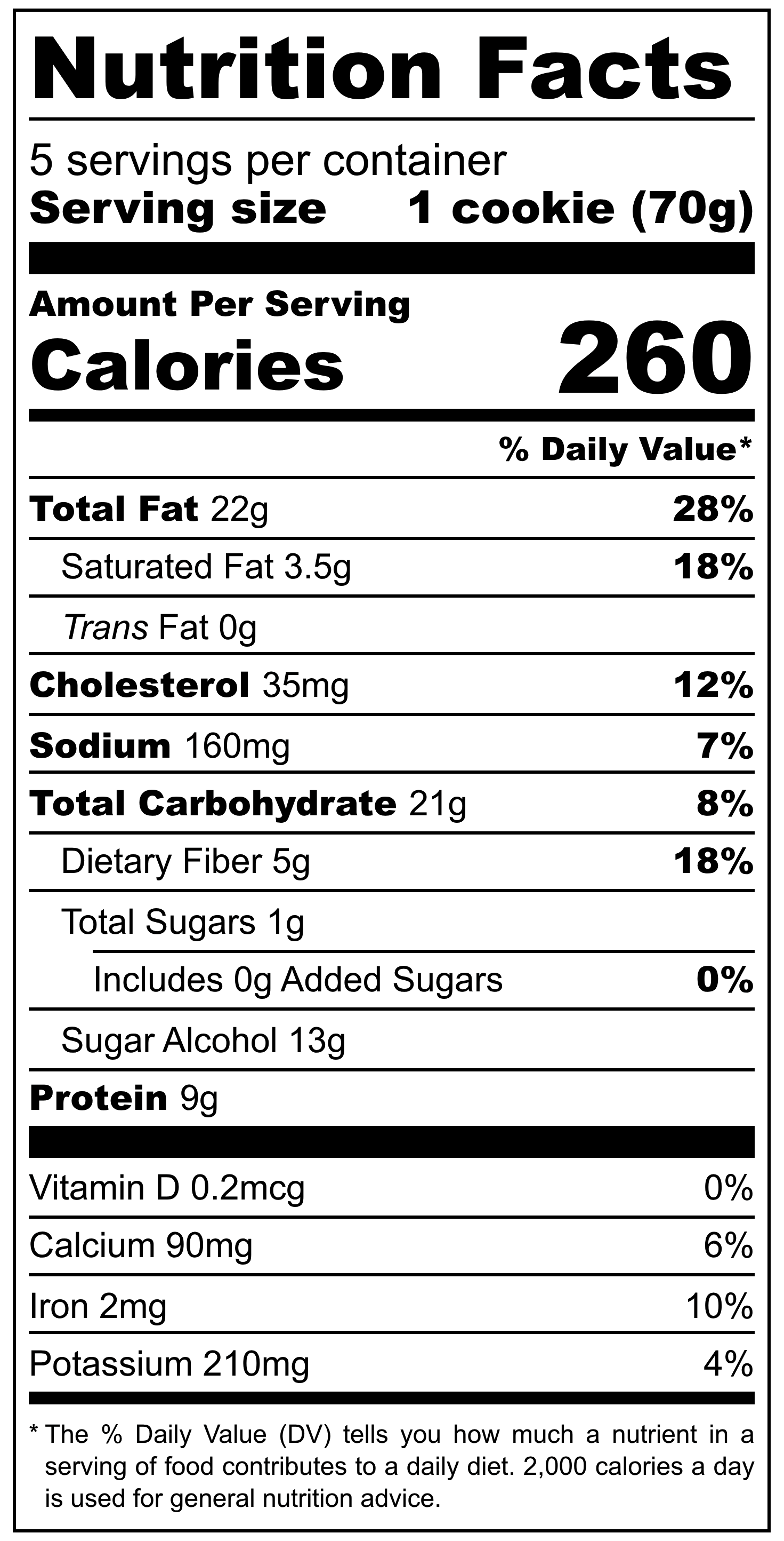 chocolate chip cookie, 9g Protein/ per cookie
